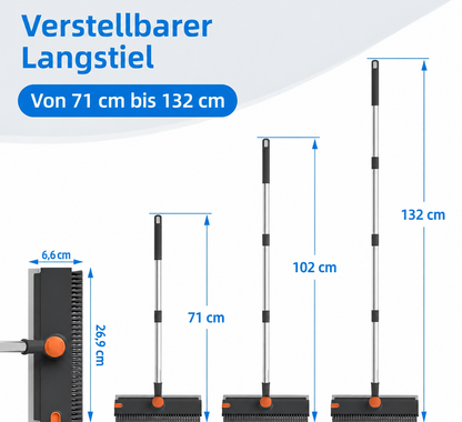 3-in-1 Schrubbbürste mit langem Stiel – Boden, Ecken & Dusche ohne Bücken | 360° drehbarer Kopf + Abzieher