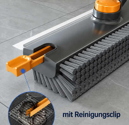 3-in-1 Schrubbbürste mit langem Stiel – Boden, Ecken & Dusche ohne Bücken | 360° drehbarer Kopf + Abzieher